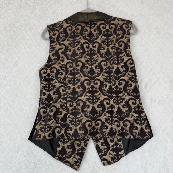Coldwater Creek Phoebe Brocade Velvet Patchwork Vest Medium Whimsigoth Steampunk - Picture 7 of 13